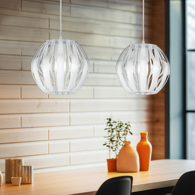 Etc-shop - Lot de 2 lampes pendules suspendues spots boules blanches plafonniers dans un ensemble comprenant des ampoules LED