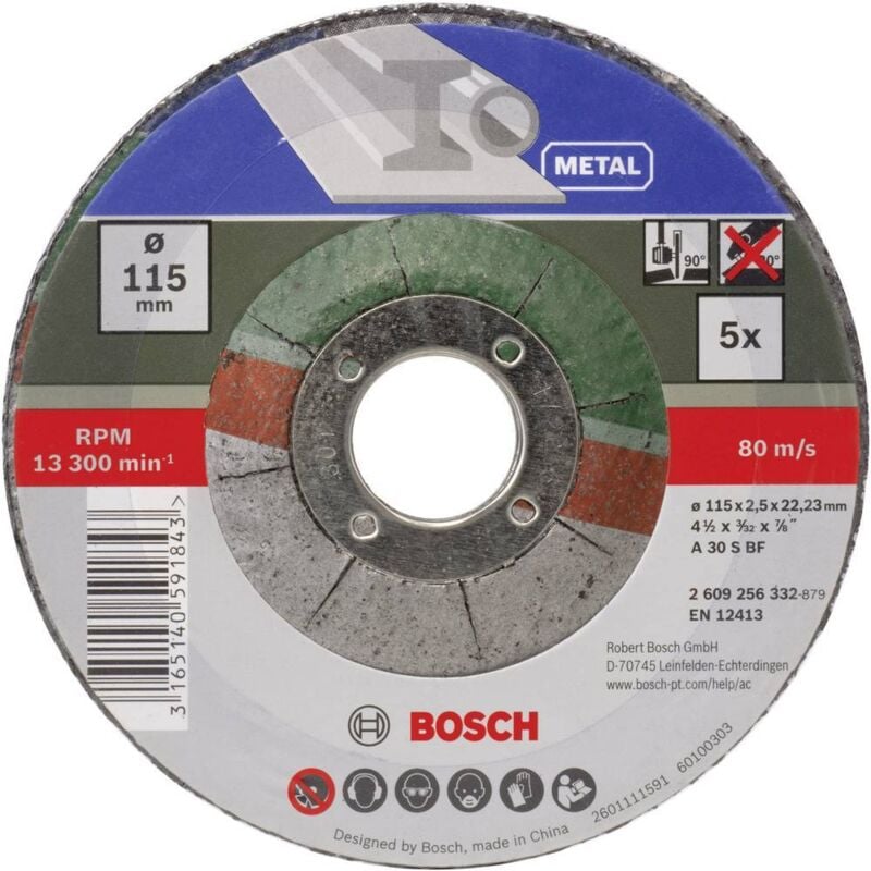 Bosch - 2609256332 assortiment de disques à tronçonner à moyeu déporté pour métaux diamètre 115 mm diamètre d'alésage 22,23 epaiss