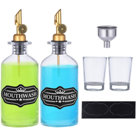 Set de Distributeurs en Verre de 350ml - Pour Huile d'Olive, Vinaigre en Cuisine ou comme Rince-Bouche