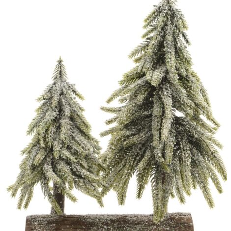 SET DE DOS MINI ARBOLES EN BASE DE MADERA 28x16x28cm