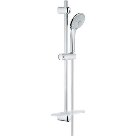 Set de douche 110 avec barre et 3 jets – Finition chrome – Flexible 1750mm – Débit 8,2 l/min – Limiteur GROHE EcoJoy – 27243001