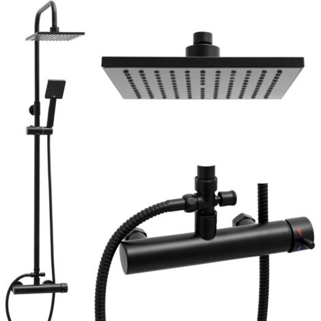 Set de douche - avec Rain shower 20cm - et Douchette - Noir