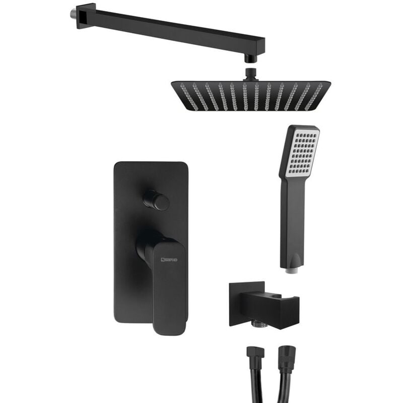 Set de douche caché spy avec levier, 2 sorties, noir