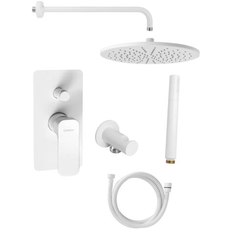 Set de douche caché SPY avec levier, interrupteur réglable, 2 prises, tapis blanc