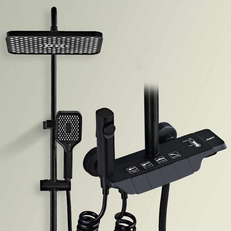 Largeight - Set de douche corporelle avec deux pommeaux de douche, set de robinet de douche avec pistolet pulvérisateur, 4 boutons de commande, mode