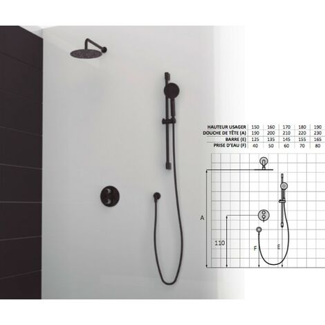 Set de douche mitigeur 2 voies finition noir