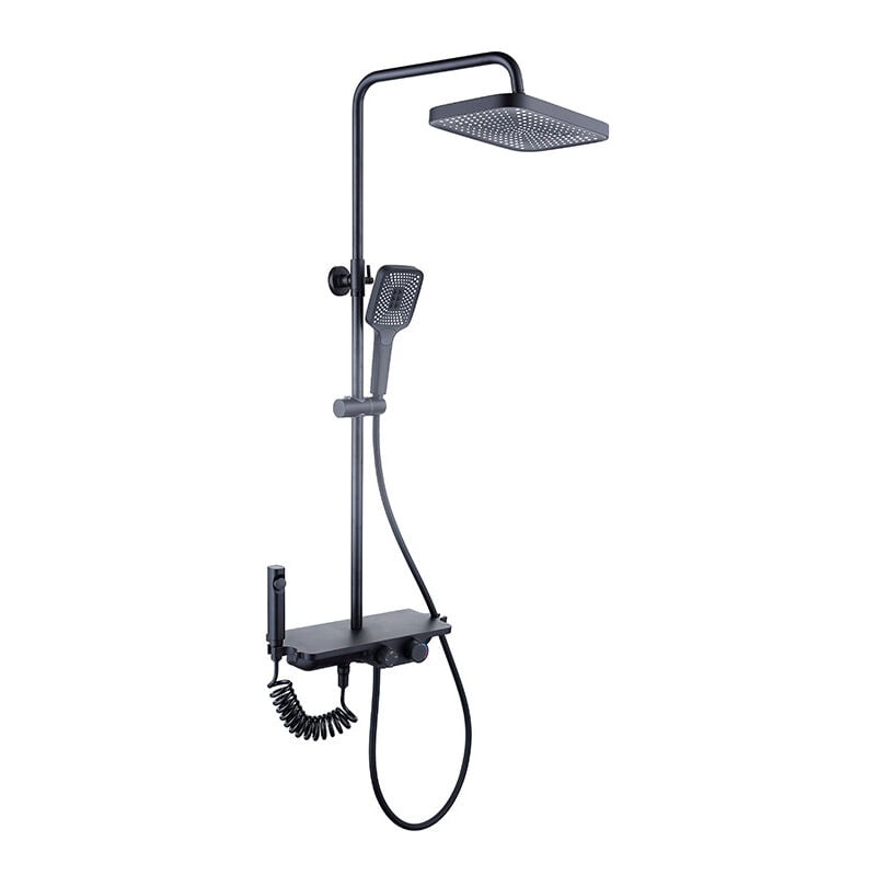 Viking Choice - Set de douche pluie - 30 cm - noir - mitigeur thermostatique, douchette & pulvérisateur