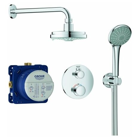 Système de douche encastré Grohe Grohtherm avec Rainshower Cosmopolitan 160, inverseur 2 voies intégré, 2 consommateurs, chromé - 34735000