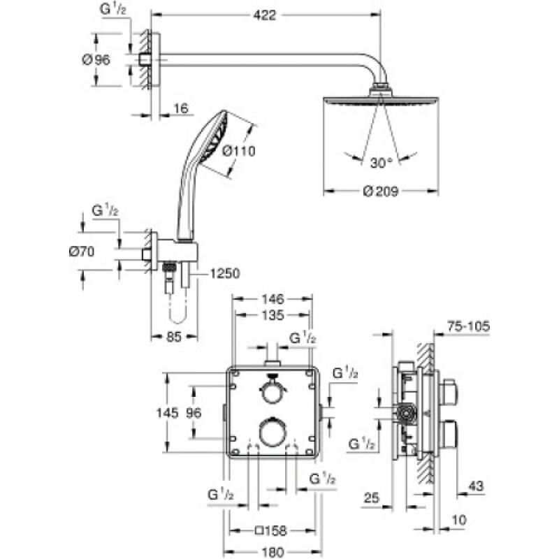 Grohe - Système de douche encastré Grohtherm avec Rainshower