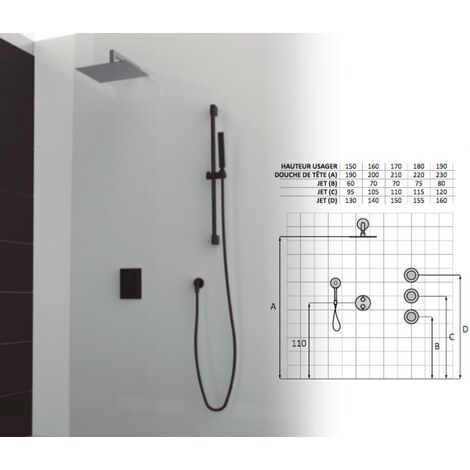 Set de douche thermostatique 3  finition noir