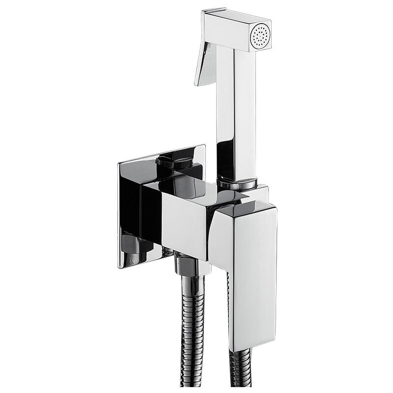 Set de douchette de salle de bain, set d'hygiène de salle de bain complet avec douchette, support et robinet à trois voies, chromé