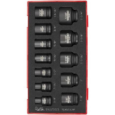 Set de douilles à chocs AF Foam1 tray 1/2 16 pièces Teng Tools TEA9216AF