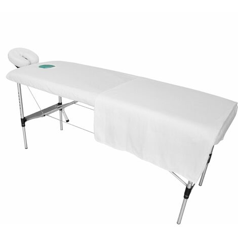 Set de drap + drap-housse complet pour table de massage - Flanelle - Blanc - Vivezen
