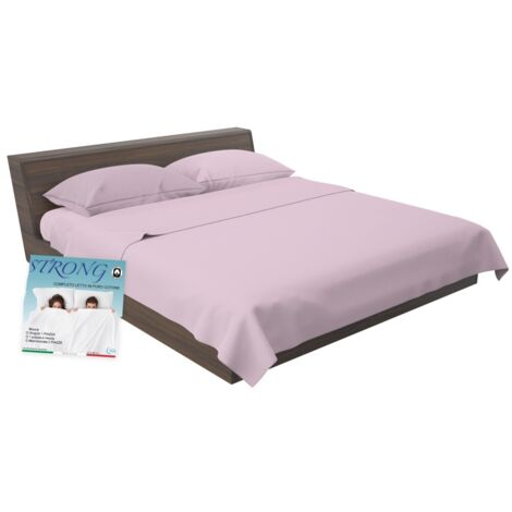 Set de Draps de Lit en Coton en couleur unie rose STRONG fabriqué en Italie Un Carré