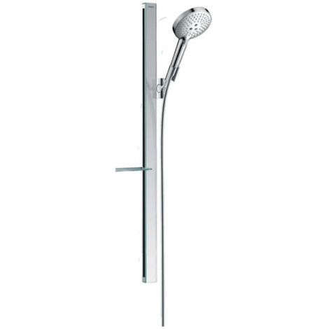 Set de ducha 120 3jet EcoSmart 9 l/min con barra Unica'E 90 cm y jabonera cromada Hansgrohe Raindance Select S