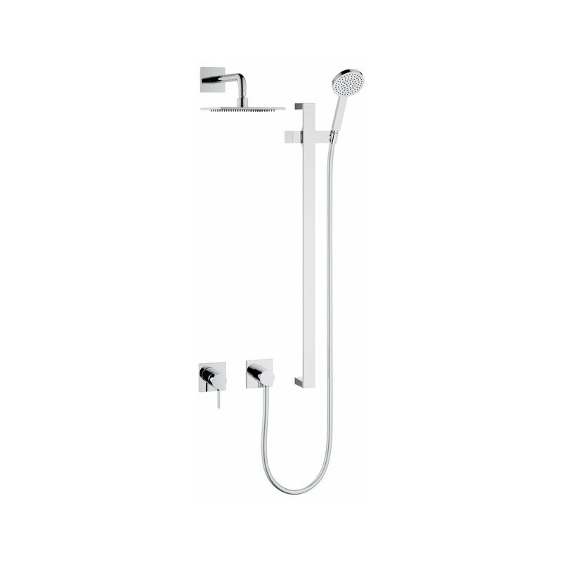 

Set de ducha Keuco IXMO 6, 59604, con rosetas angulares, mezclador monomando para 2 consumidores, cromado - 59604010002