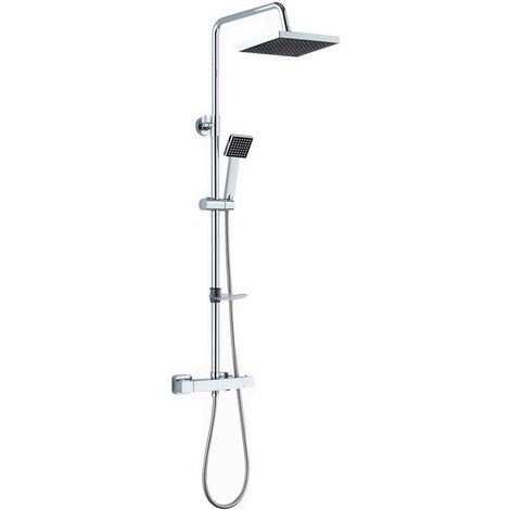 Set de ducha RY-S002+V005B cuadrado extensible con grifo termostático en formas cuadradas