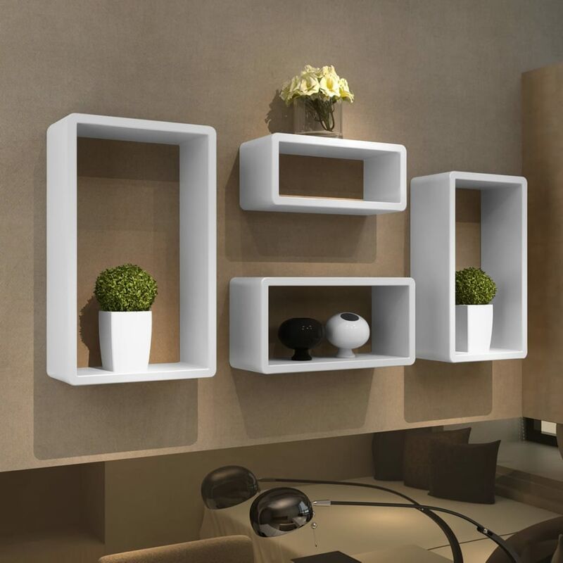 

Set de estante de 4 en forma de cubo blanco - Blanco