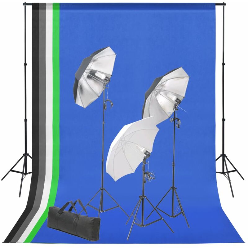 

Set de estudio fotográfico con telón de fondo e iluminación