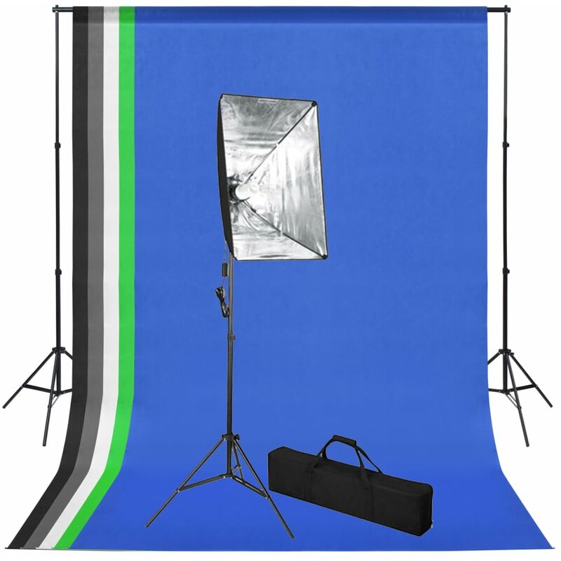 

Set de estudio fotográfico con telón de fondo e iluminación softbox