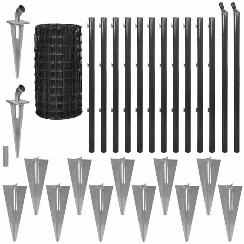 

Set de Euro Valla Acero Gris 25x0.8 m - Gris - Vidaxl