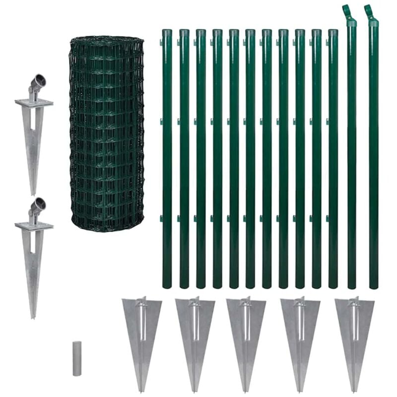 

vidaXL Set de Euro Valla Acero Verde 25x1.0 m - Verde