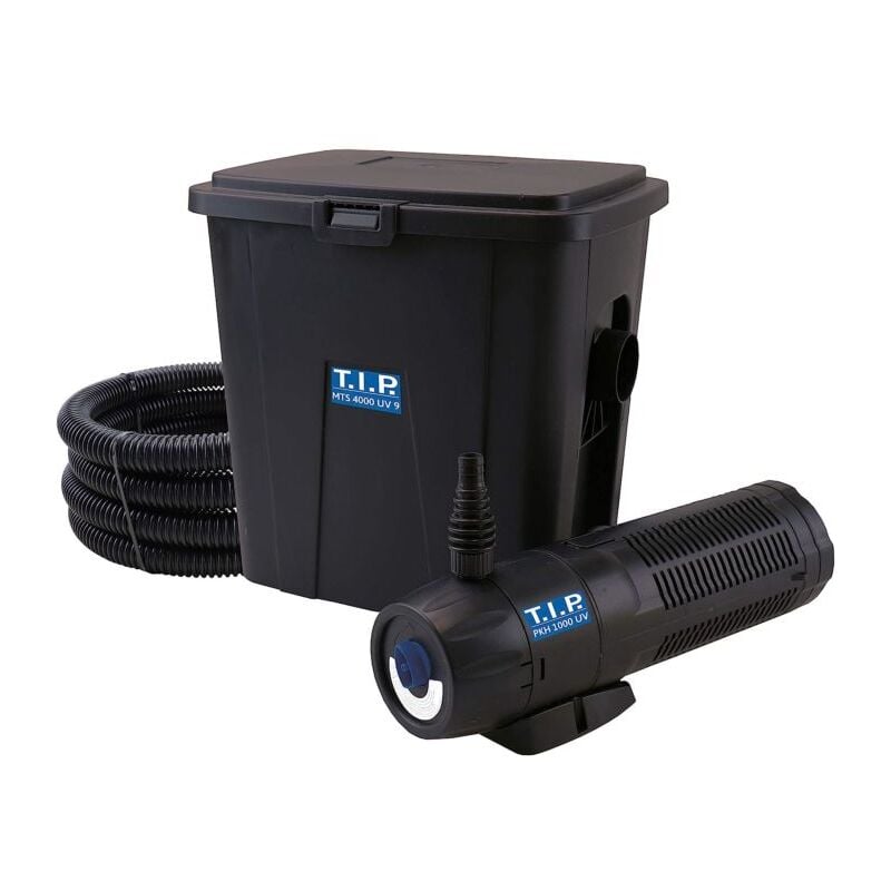 Kit de filtres de bassin tip - pour bassin de 4 000 l, 2000 l/h, uv-c 9 w, avec pompe/matériel filtrant, mts 4000 uv 9, 30296