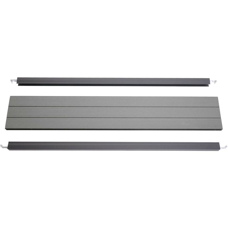 HHG - Set de finition pour brise-vue en wpc Sarthe, profil de finition brise-vent, poteaux en aluminium 90cm, gris - grey