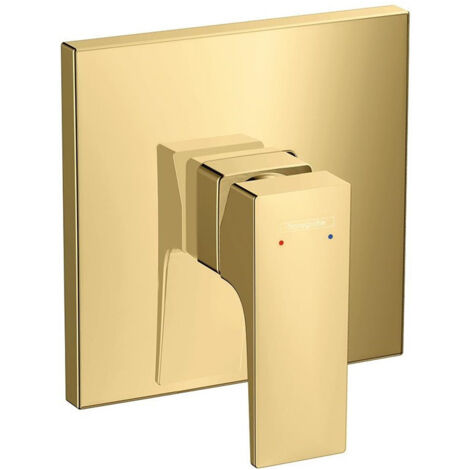 Set de finition pour mitigeur douche encastré, poignée manette aspect doré poli