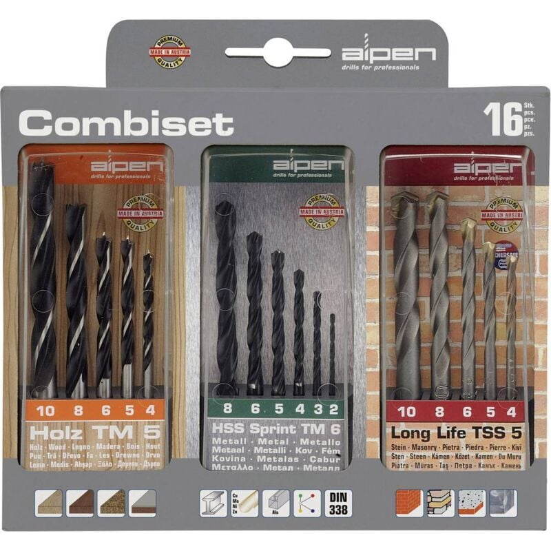 Alpen - Set de forets 16 pcs 801003100