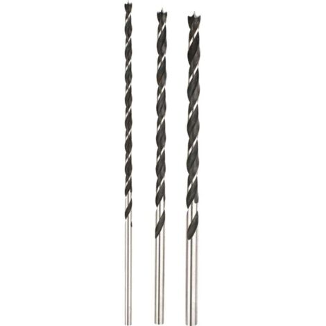Set de forets à métaux 3 pièces – Acier CV – Longueur 250 mm – Diamètres 6, 8, 10 mm – Pointe de centrage pour perçage précis – KWB