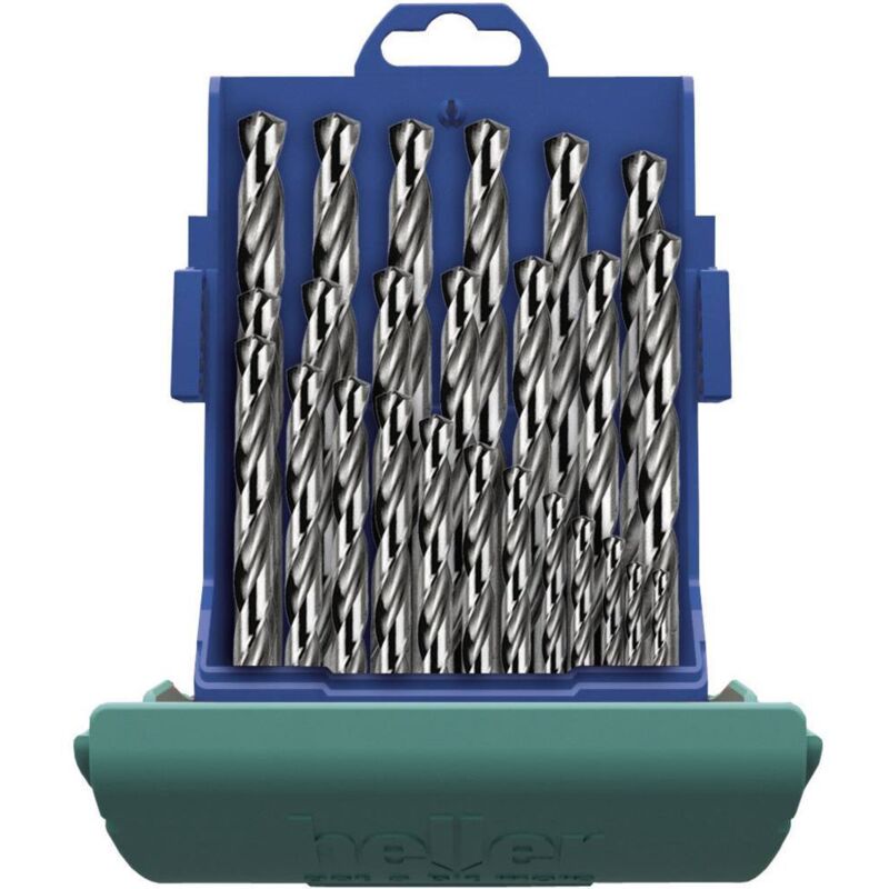 Heller - 21961 7 hss Jeu de forets pour le métal 19 pièces meulé din 338 tige cylindrique 1 set