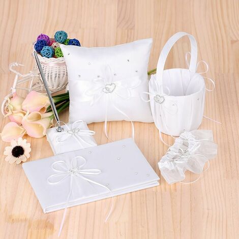 Set De Fournitures De Mariage, Blanc, 5Pcs