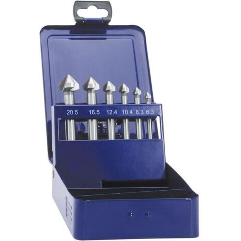 Eventus By Exact - Set de fraises coniques 6,3-20,5 mm en étui fabriqué en tôle d'acier 05540 6 pièces tige cylindrique