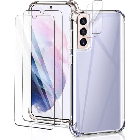 SET DE FUNDAS TRANSPARENTES PARA SAMSUNG GALAXY S21 FE 5G + 2 CRISTAL TEMPLADO