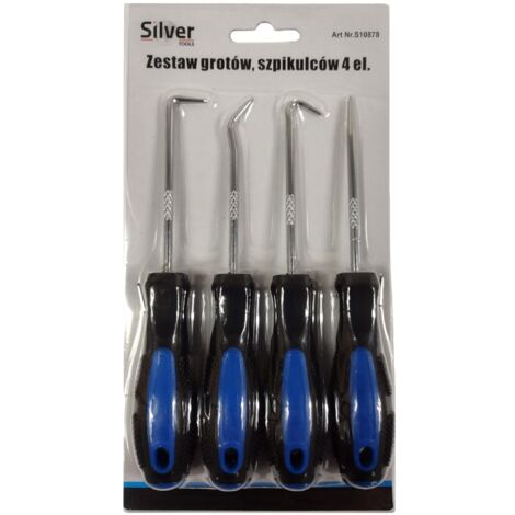 Set de Ganchos y Punzones de Precisión Silver – Juego de 4 Piezas para Mecánica Fina, Electrónica, Grabado y Reparaciones Detalladas