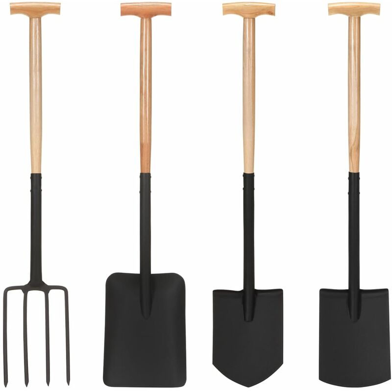 

Set de herramientas de jardín 4 pzas T agarre acero madera dura