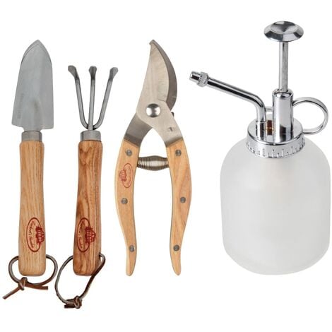 tenedor y Multi herramienta Acero inoxidable 3 piezas Set de herramienta de mano para jardín con mango de madera incluye paleta 