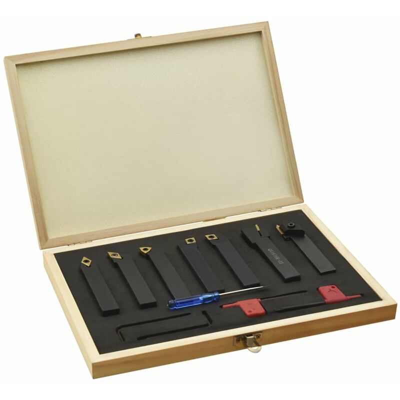 

Set de herramientas de torneado indexable 12 pzas 16x16mm 115mm