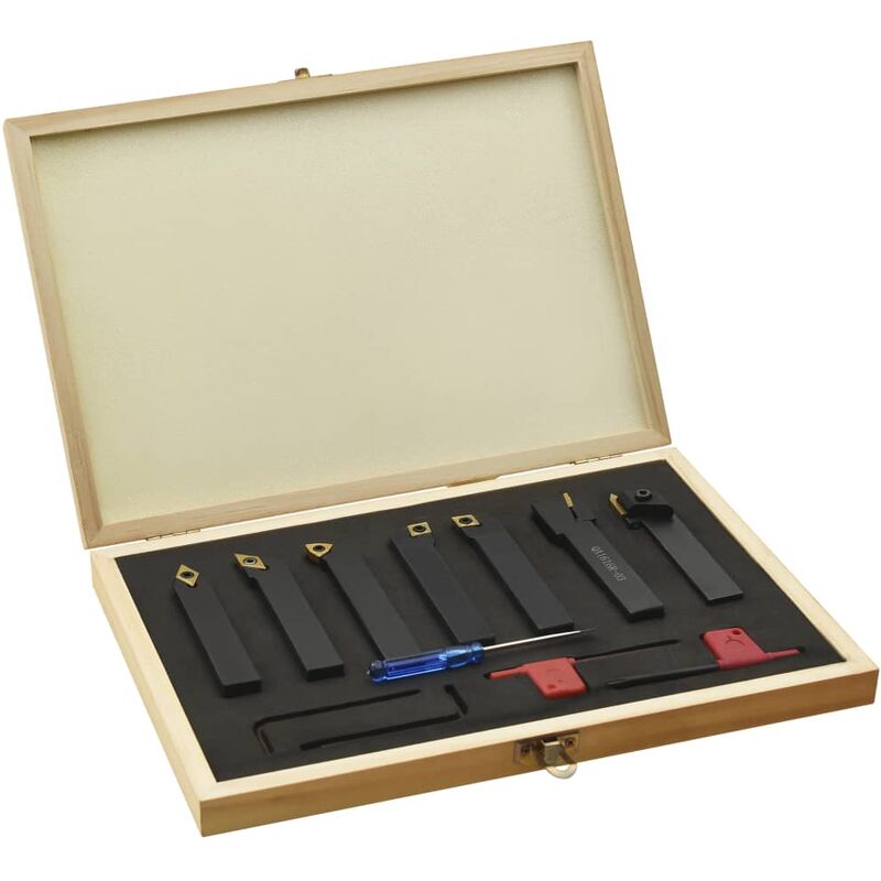 

Set de herramientas de torneado indexable 12 pzas 16x16mm 115mm