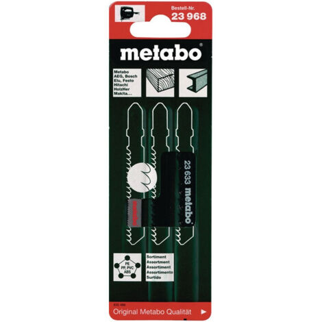 Set  de  hojas  de  sierra  de  calar,  3  piezas  (2xMadera/1xMetal)  HCS/HSS  para  Madera/Metal  Metabo