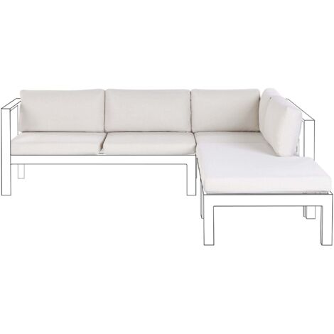 Set de Housses de Coussin Salon Extérieur Hydrofuge Résistant aux UV en Polyester Blanc Cassé Messina