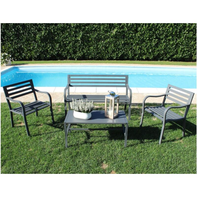 

Caesaroo - Set de jardín Fiora con estructura de hierro color negro | negro