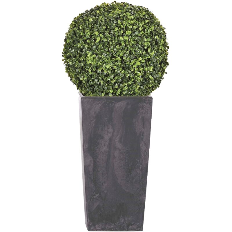 Ensemble Pot Plastique Effet Carré Prosperplast Urbi 35 l avec Cuve couleur anthracite, 55 (hauteur) x 29,5 (largeur) x 29,5 (profondeur) cm + Boule d
