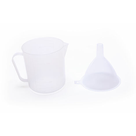 Set de jarra con embudo de medición en blanco