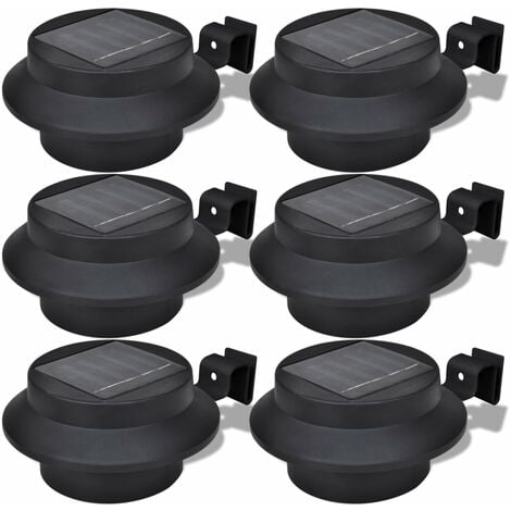 Set de lámparas solares de exterior para valla 6 piezas negro vidaXL