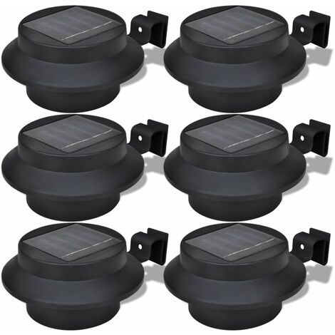 vidaXL 6x Focos LED Energía Solar de Valla de Jardín Luz Exterior Negro/Blanco