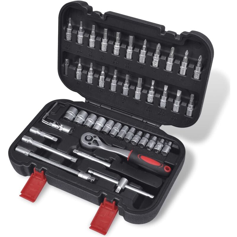

Set de llave de vasos y brocas de 1/4" con acople rápido de 46 piezas