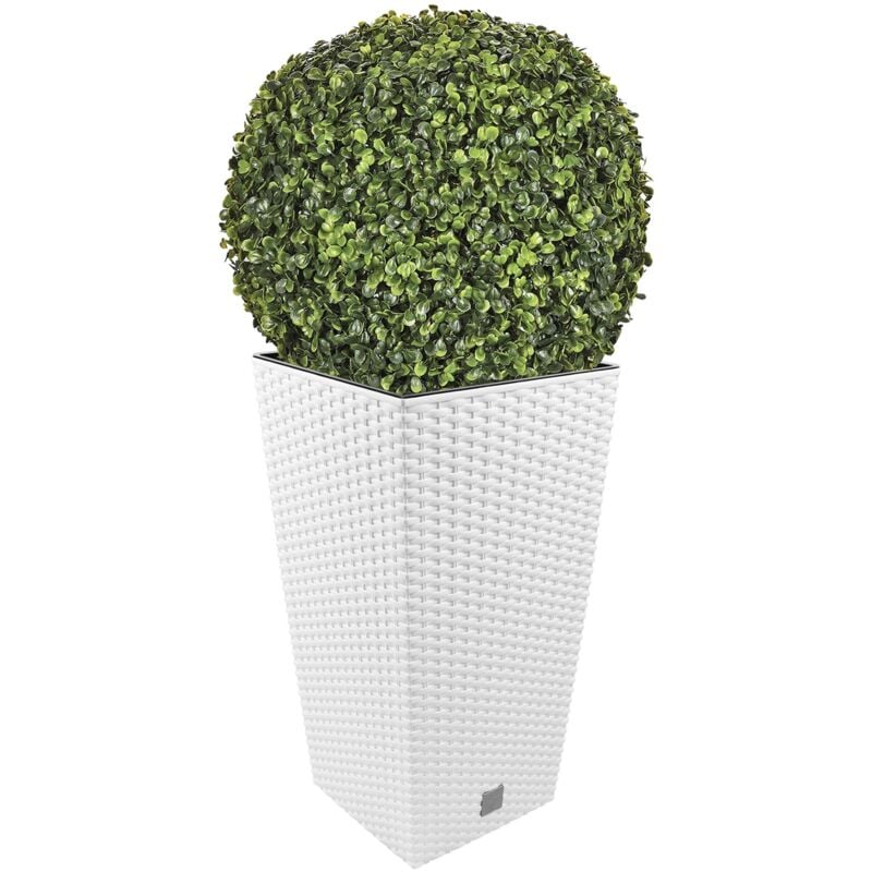 

Wellhome - Set de Maceta Rato de 35 litros con inserto 28,7 x 28,7 x 55 cm en color blanco + Bola de boj diámetro 36 cm