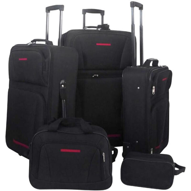 

vidaXL Juego de maletas de viaje 5 piezas negro - Negro